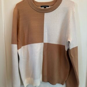 41 Hawthorn Colorblock Crewneck Sweater in Camel and Cream